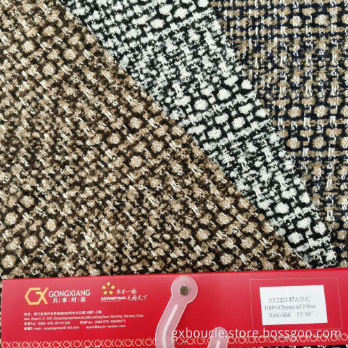 Woolen Boucle Plaid with loops yarns fabrics